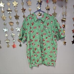 CABELAS PFG CHRISTMAS THEMED MENS FISHING SHIRT SHORT SLEEVED LIGHTWEIGHT.